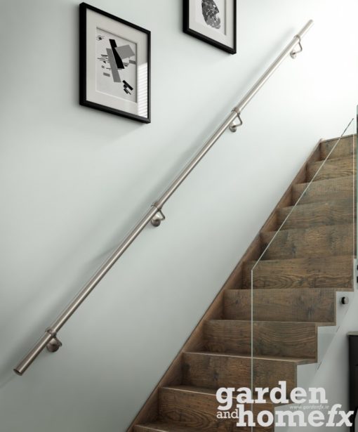 Chrome Handrail Kit Rothley brushed stainless steel stairs handrail kit, stocked in Ireland