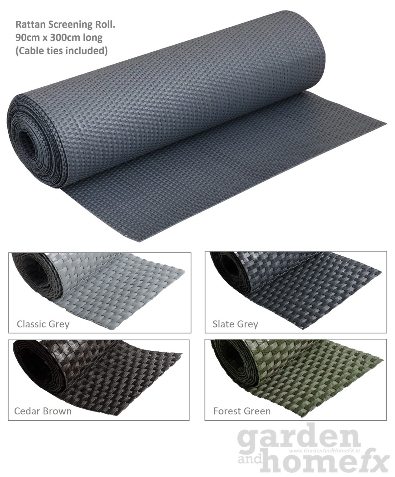 Screen Rattan Mesh Poly Rattan Screening - 3m x 90cm Roll - Garden and Home FX