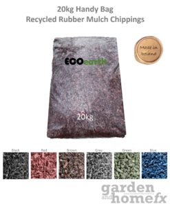 small recycled car type rubber mulch chippings handy 20kg bag supplied in IrelandIrish manufactured recycled rubber mulch chippings supplied from Ireland
