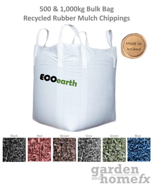 Irish Manufactured Recycled Rubber Mulch Chippings Bulk Bag, supplied from Ireland