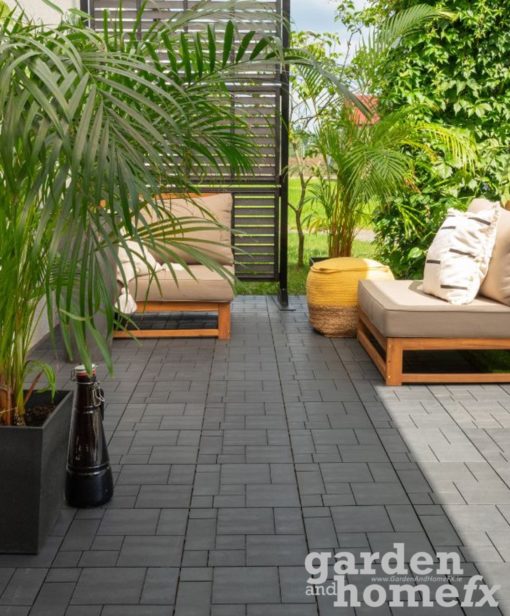 Easy Tile recycled rubber Balcony & Deck Patio Tile "Moasic & Comso" made from old car tyres, stocked in Ireland