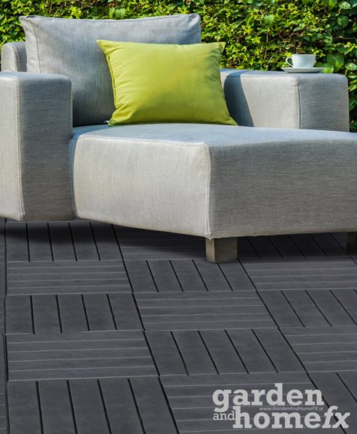 Easy Tile recycled rubber Balcony & Deck Patio Tile "Moasic & Comso" made from old car tyres, stocked in Ireland