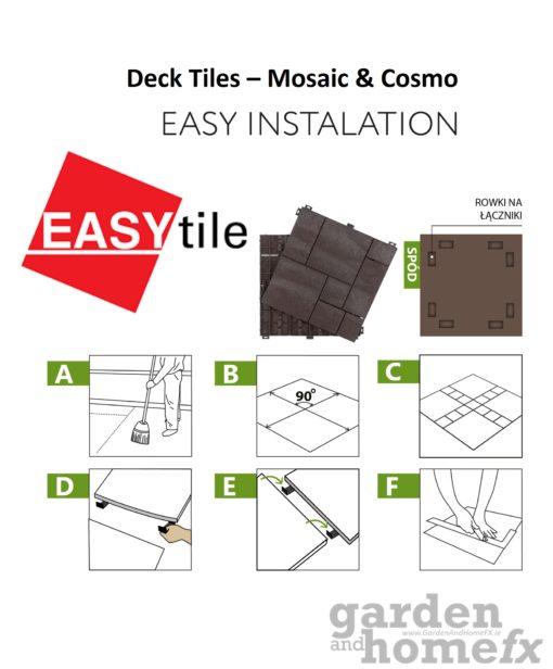Easy Tile recycled rubber Balcony & Deck Patio Tile made from old car tyres, stocked in Ireland Installation Guide