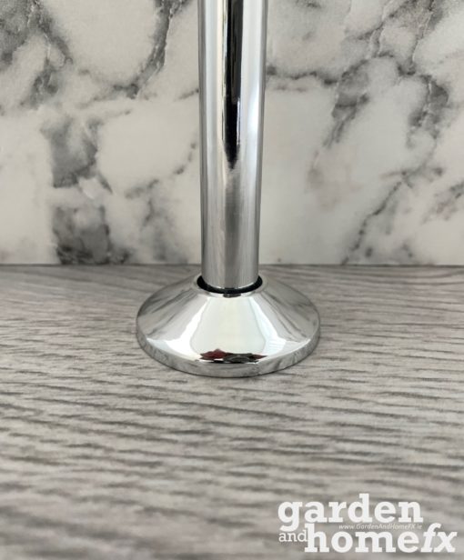 Trojan Chrome effect radiator pipe wrap around cover and split floor rosette. Supplied in Dublin Ireland by www.gardenandhomefx.ie