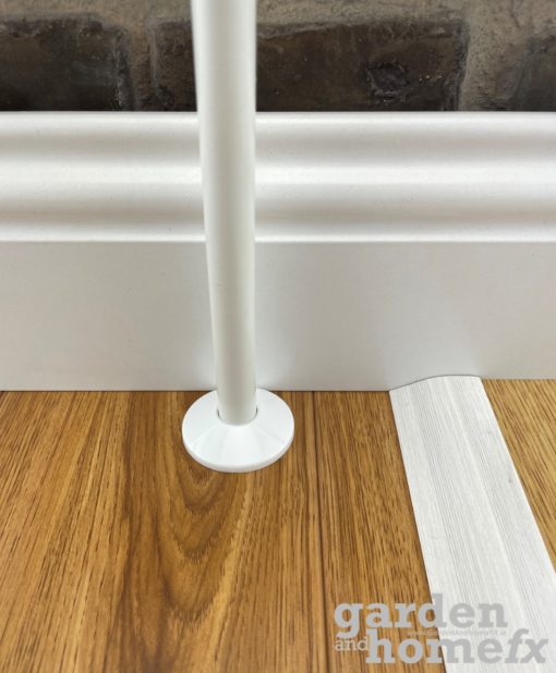 Trojan White effect radiator pipe wrap around cover and split floor rosette. Supplied in Dublin Ireland by www.gardenandhomefx.ie