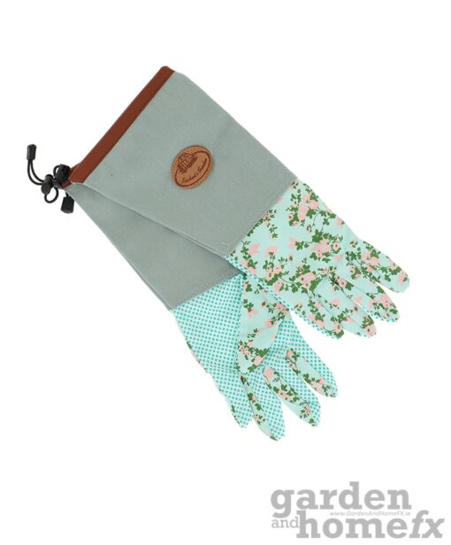 Esschert long length gardening gloves - rose print. Stocked in Dublin Ireland. www.gardenandhomefx.ie