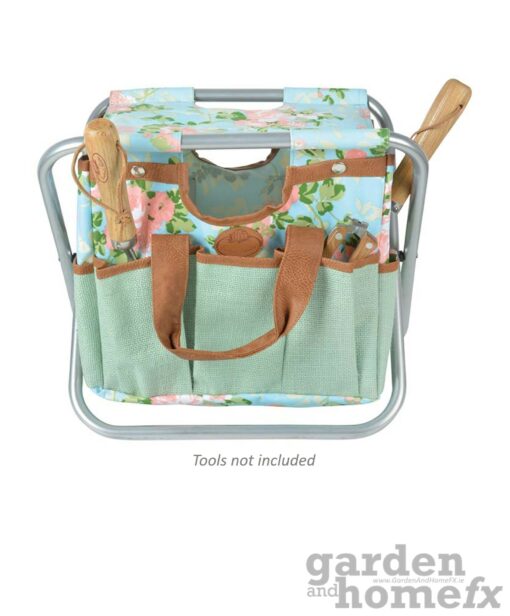 Esschert Rose Print Tool bag and folding Stool supplied in Ireland www.gardenandhomefx.ie
