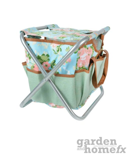 Esschert Rose Print Tool bag and folding Stool supplied in Ireland www.gardenandhomefx.ie
