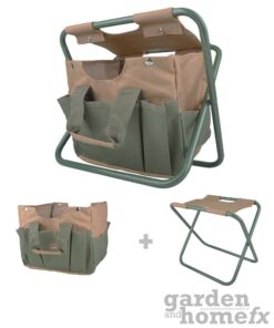 Esschert traditional green & brown gardening toolstool supplied in Ireland by www.GardenAndHomeFX.ie